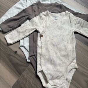 Carter's Baby Ribbed One Piece Set - Cream, Brown, Gray